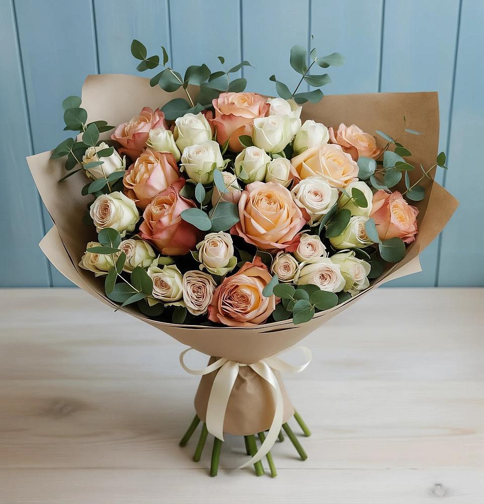 Букет цветов из: Альстромерии и Розы в Волосово