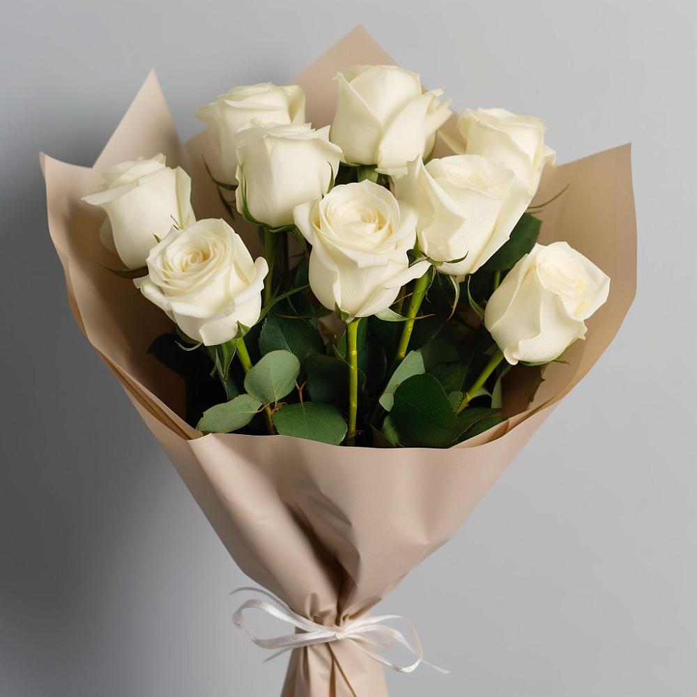 Букет 9 Белых роз Эдлесс Лав в Волосово