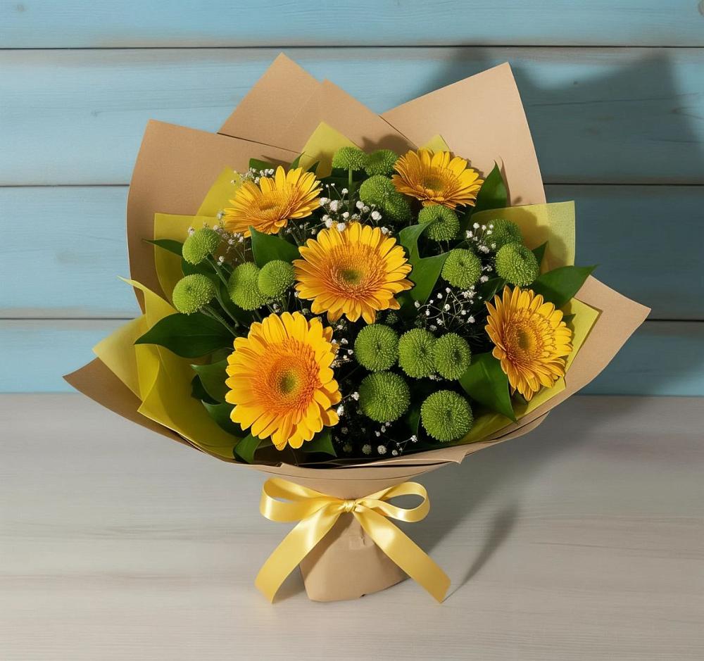 Букет цветов из: Герберы и Хризантемы в Волосово