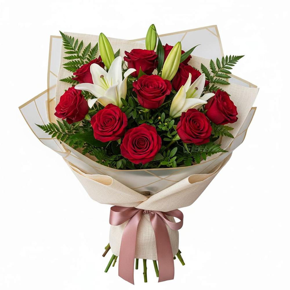 Букет цветов из: Лилии и Розы в Волосово