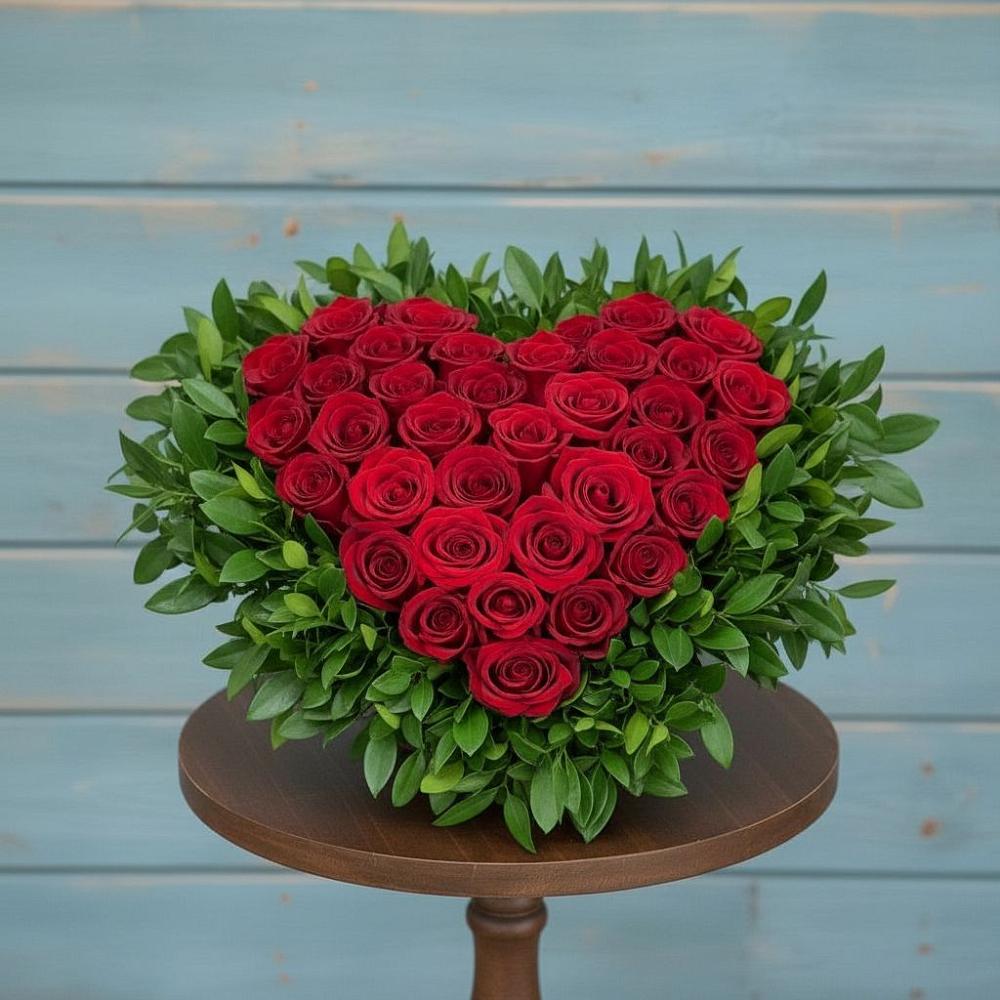 Цветочная композиция из Розы в виде сердца в Волосово