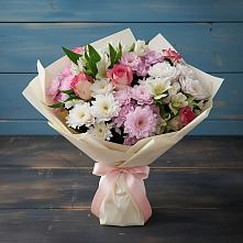 Букет цветов из:  Хризантемы, Альстромерии и Розы в Волосово