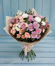 Букет цветов из:  Хризантемы, Розы и Альстромерии в Волосово