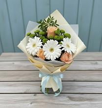 Букет цветов из:  Герберы, Розы и Хризантемы в Волосово